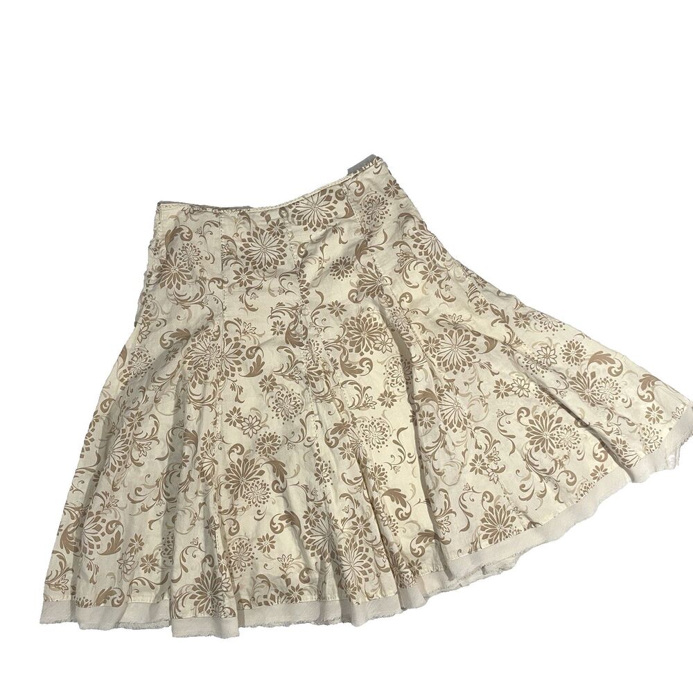 Apt. 9 Floral Boho Swing Skirt Pink Brown Cottagecore Peasant Skirt Sz 10